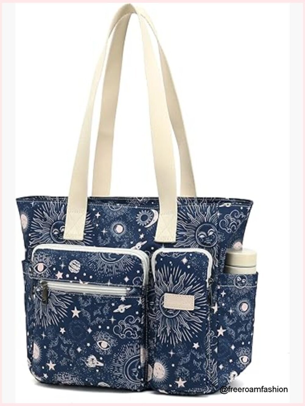 Large Canvas Tote Bag with Multiple Pockets, Lightweight Shoulder Bag for